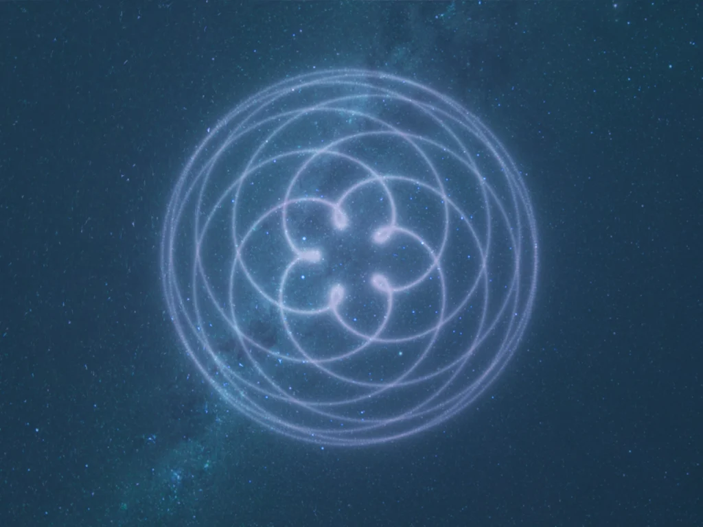 The flower of venus is a circular, symetrical pattern which features a five-pointed flower in the center.